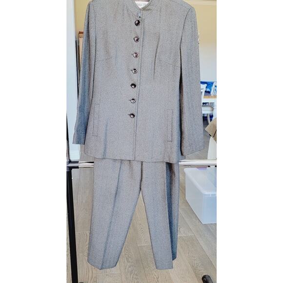 DONNA TORAN 2 Pcs SUIT Long Jacket/ Blazer & Pants Sz 10 Gray Vtg - Picture 12 of 13